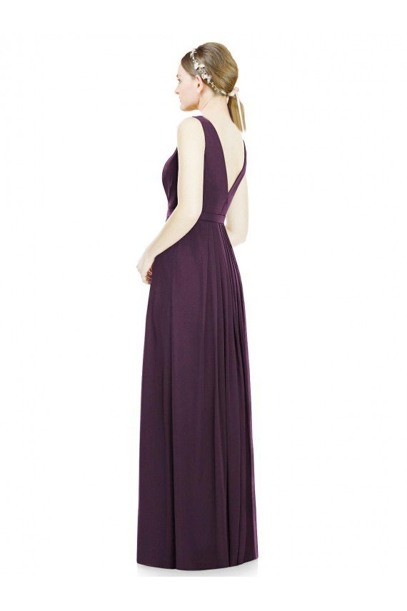 V-Neckline Sleevelss Full Length Chiffon Bridesmaid Dress Essex