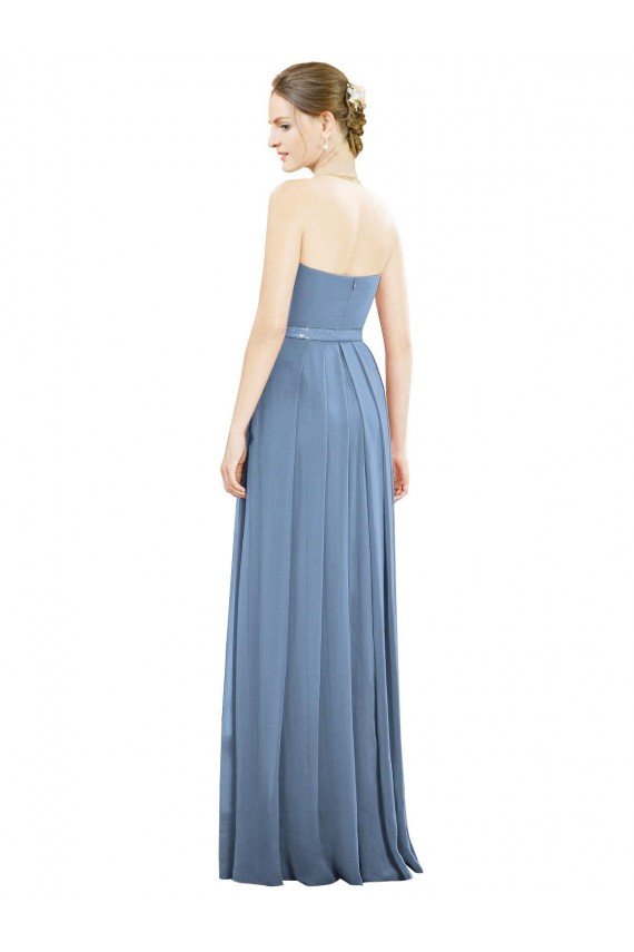 V-Pleat Chiffon Full-Length Strapless Bridesmaid Dress Essex