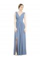 Sleeveless Draped Chiffon Maxi Bridesmaid Dress with Front Slit Essex