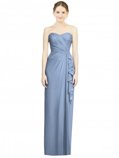 Strapless Full-Length Chiffon Bridesmaid Dress with Front Slit Essex
