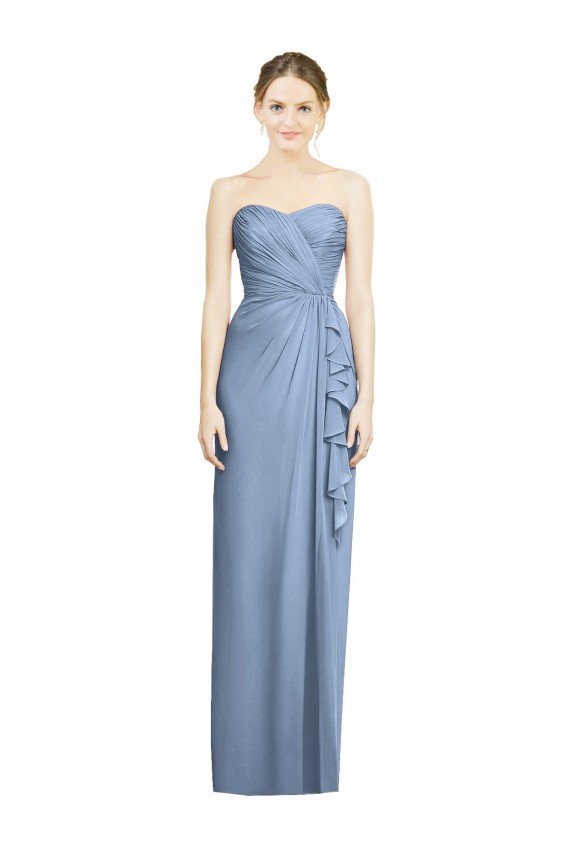 Strapless Full-Length Chiffon Bridesmaid Dress with Front Slit Essex