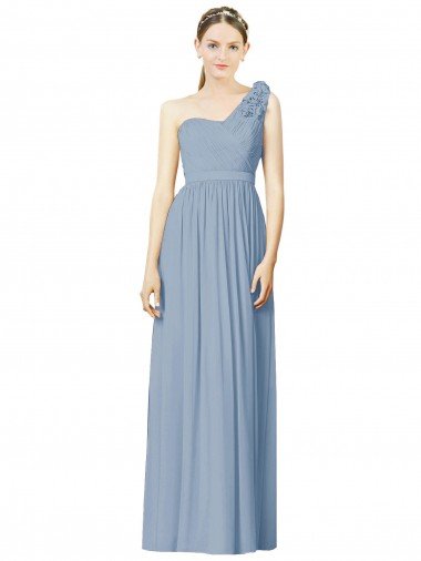 Flower Shoulder Draped One Shoulder Chiffon Bridesmaid Dress Essex