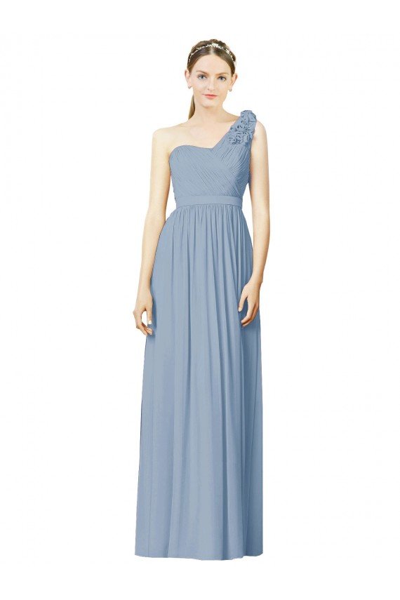 Flower Shoulder Draped One Shoulder Chiffon Bridesmaid Dress Essex
