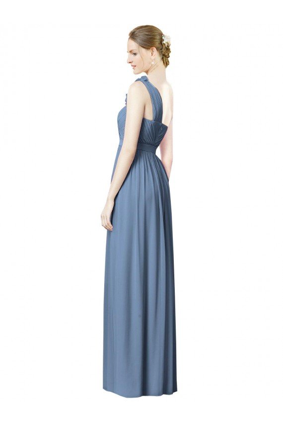 Flower Shoulder Draped One Shoulder Chiffon Bridesmaid Dress Essex