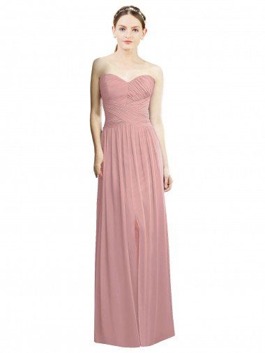 Crossover Draped Sweetheart Chiffon Formal Bridesmaid Dress with Front Slit Essex