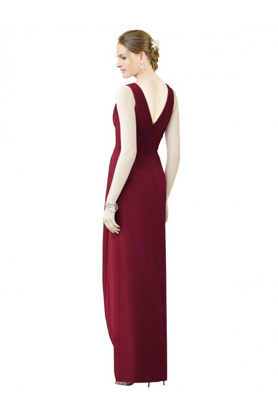 Draped Sleeveless Long Chiffon V-Neck Bridesmaid Dress Essex