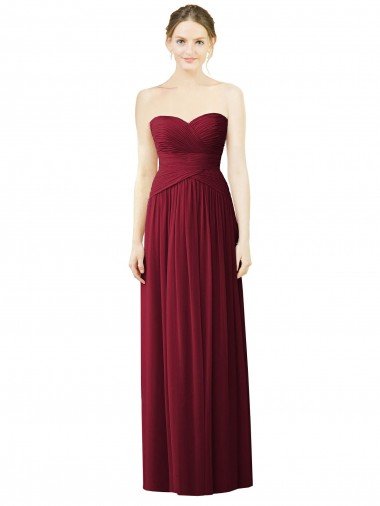 Draped Full Length Strapless Chiffon Bridesmaid Dress Essex