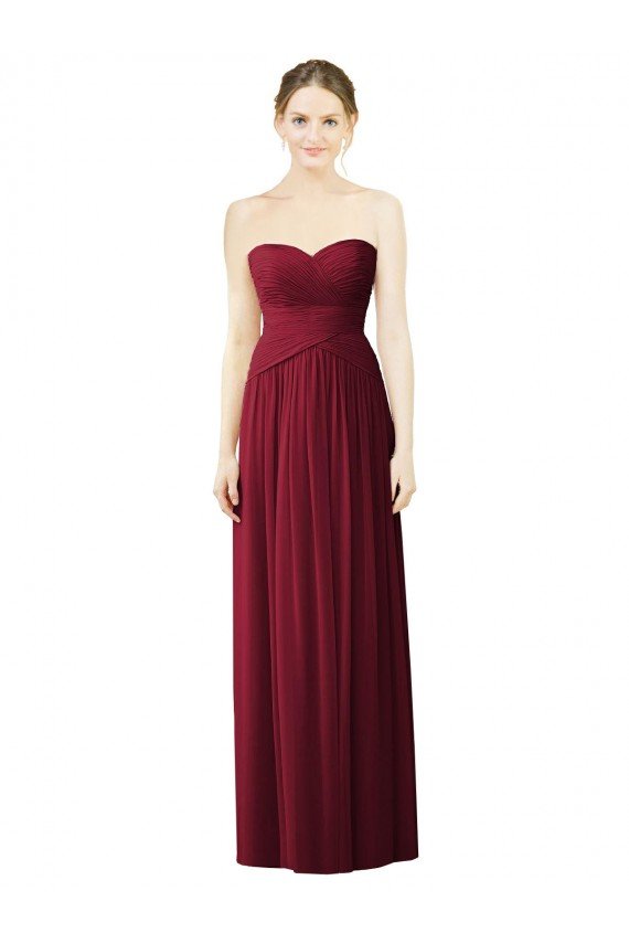 Draped Full Length Strapless Chiffon Bridesmaid Dress Essex
