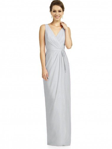 Draped V-Neck Cocktail Length Chiffon Bridesmaid Dress Essex