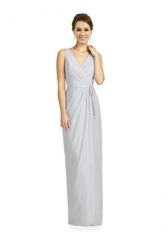 Draped V-Neck Cocktail Length Chiffon Bridesmaid Dress Essex