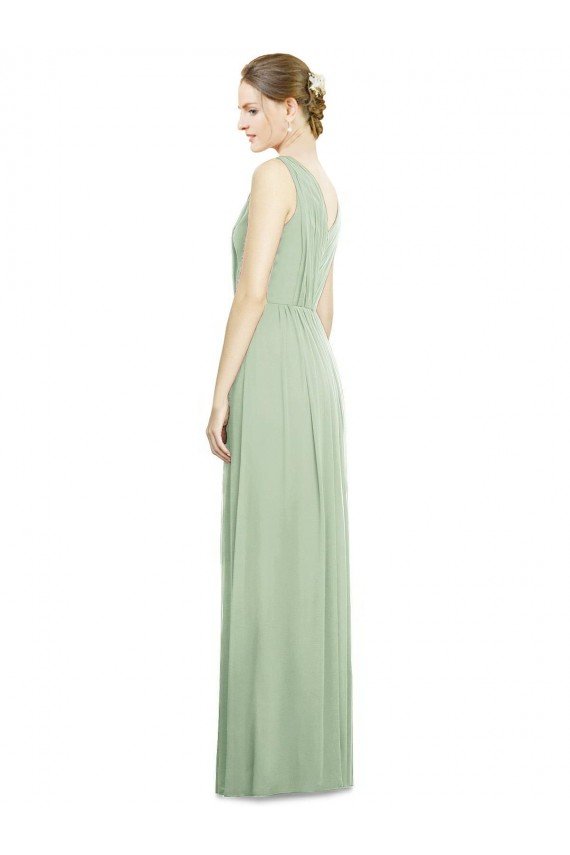 Natural Waist V-Neck Draped Chiffon Bridesmaid Dress Essex