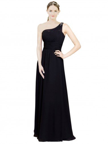 Sweetheart Chiffon Bridesmaid Dress with Beaded One Shoulder Strap Essex