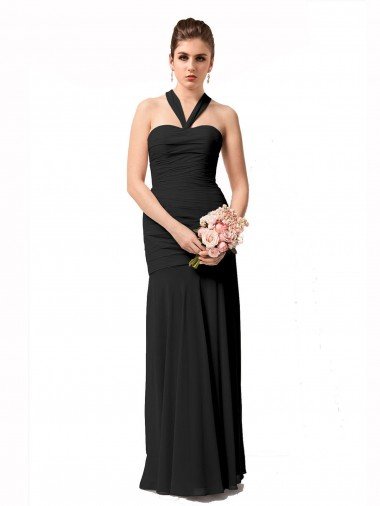 Long Halter Chiffon Bridesmaid Dress with Dropped Waist Essex