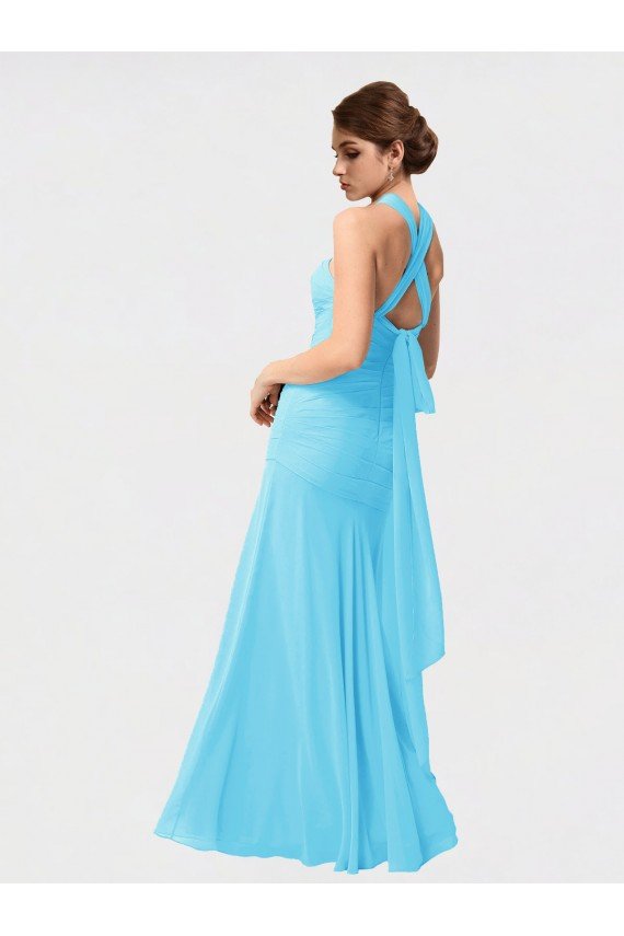 Long Halter Chiffon Bridesmaid Dress with Dropped Waist Essex