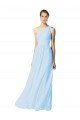 One Shoulder Long Chiffon Bridesmaid Dress with Shirred Bodice and Front Keyhole Essex