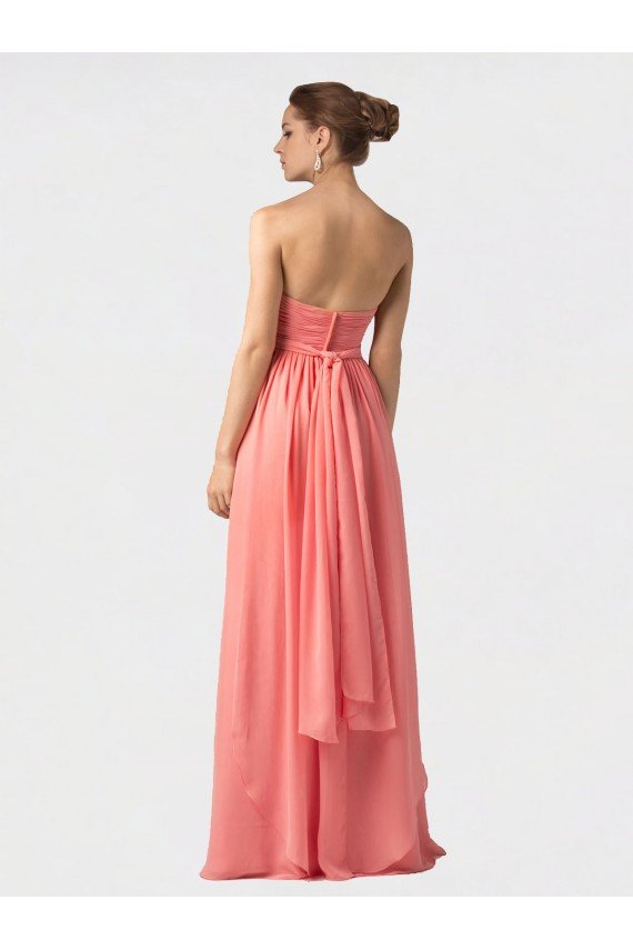 Shirred Bodice Full Length Long Chiffon Bridesmaid Dress Essex
