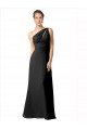 One Shoulder Full Length Chiffon Bridesmaid Dress with Shirred Bodice Essex