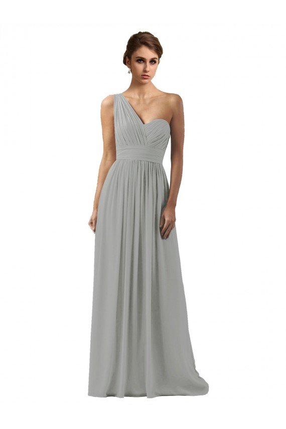 Ruffled One Shoulder Floor Length Long Chiffon Bridesmaid Dress Essex