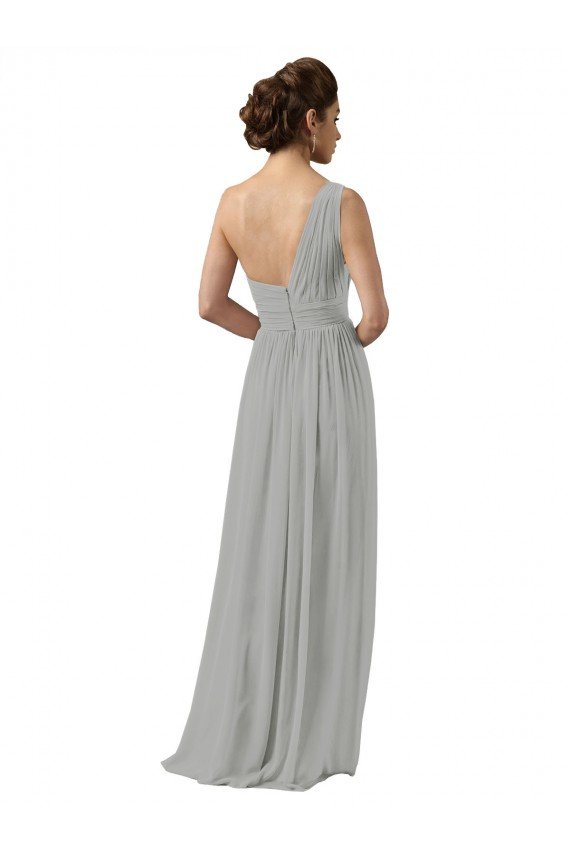 Ruffled One Shoulder Floor Length Long Chiffon Bridesmaid Dress Essex
