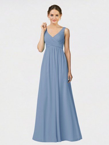 Long Chiffon Bridesmaid Dress with Sweetheart Neckline and Wide Straps Essex