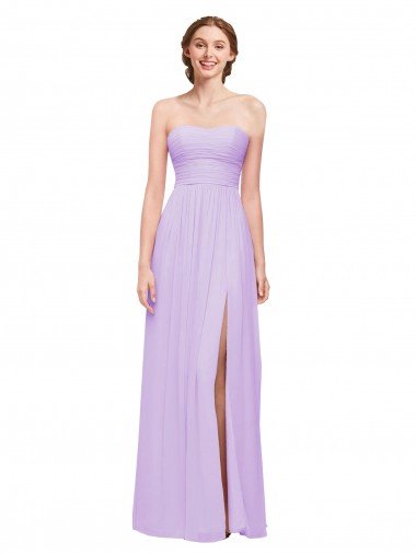 Strapless Mermaid Chiffon Bridesmaid Dress WITH High Side Slit and Ruffles Essex