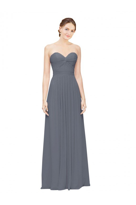 Twisted Waist Pleats Sweetheart Long Chiffon Bridesmaid Dress Essex