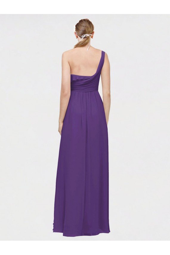 One Shoulder High Low Chiffon Bridesmaid Dress with Wrap Waist Essex