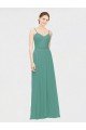 Rouched V-Neckline and Spaghetti Straps Long Chiffon Bridesmaid Dress Essex