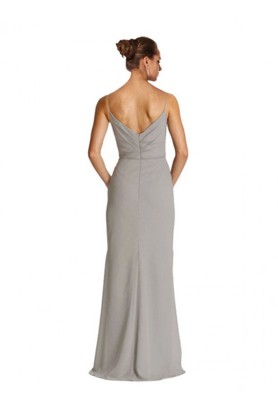 Long Chiffon A-Line Bridesmaid Dress with Criss-Cross Draped Bodice Essex