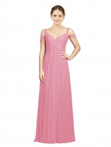 Sweetheart Long Chiffon Bridesmaid Dress with Off the Shoulder Straps Essex
