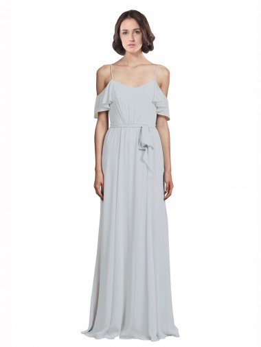 Off the Shoulder Spaghetti Strap Long Chiffon Bridesmaids Dress Essex