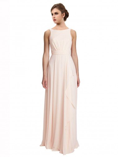 High Neck Chiffon Bridesmaid Dress with Deep V-Back and Cascading Skirt Essex