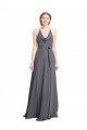 Spaghetti Strap Long Chiffon Bridesmaids Dress with Halter Cowl Neck Essex