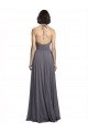 Spaghetti Strap Long Chiffon Bridesmaids Dress with Halter Cowl Neck Essex
