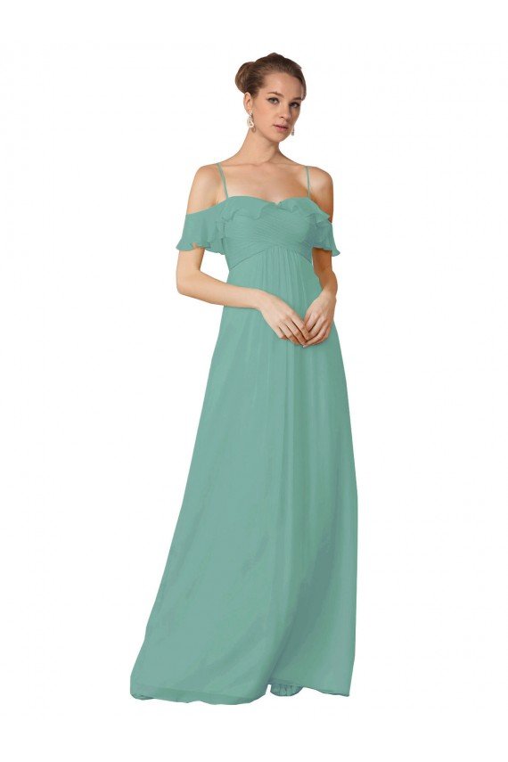 Hand-Ruched Chiffon Bridesmaid Dress with Flutter Sleeves Essex