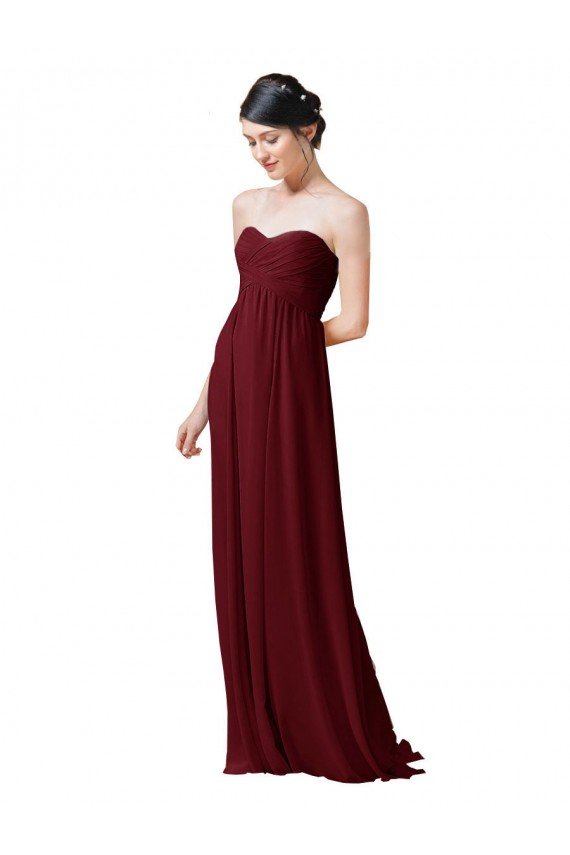 Hand-Ruched Sweetheart Long Chiffon Bridesmaid Dress Essex