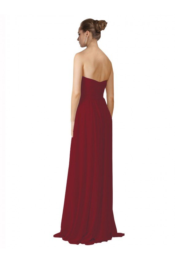 Hand-Ruched Sweetheart Long Chiffon Bridesmaid Dress Essex