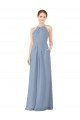 Fitted Long High Halter Neck Chiffon Bridesmaid Dress with Keyhole Back Essex