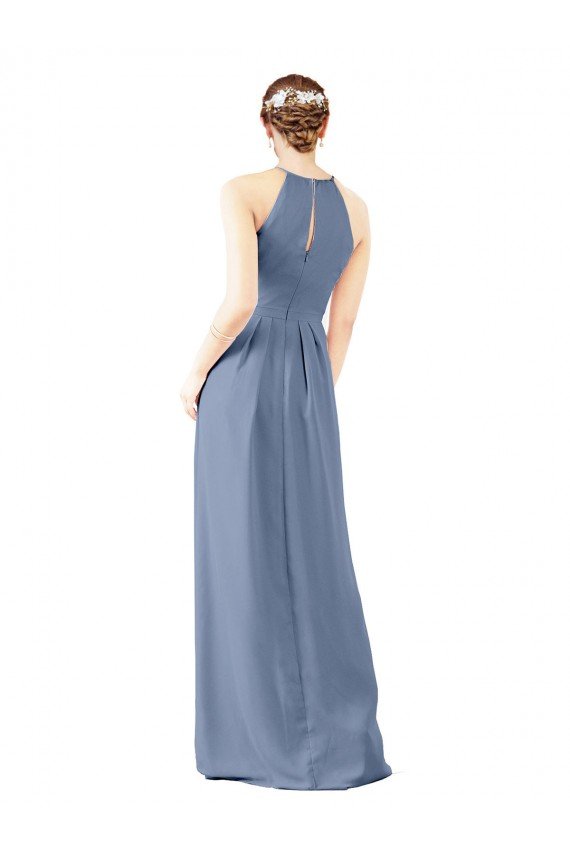 Fitted Long High Halter Neck Chiffon Bridesmaid Dress with Keyhole Back Essex