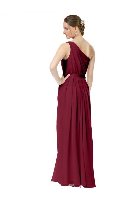 Draped One Shoulder Long Floor Length Chiffon Bridesmaid Dress Essex