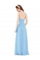 Pleated Low Back Long V-Neck Chiffon Bridesmaid Dress with Thin Straps Essex