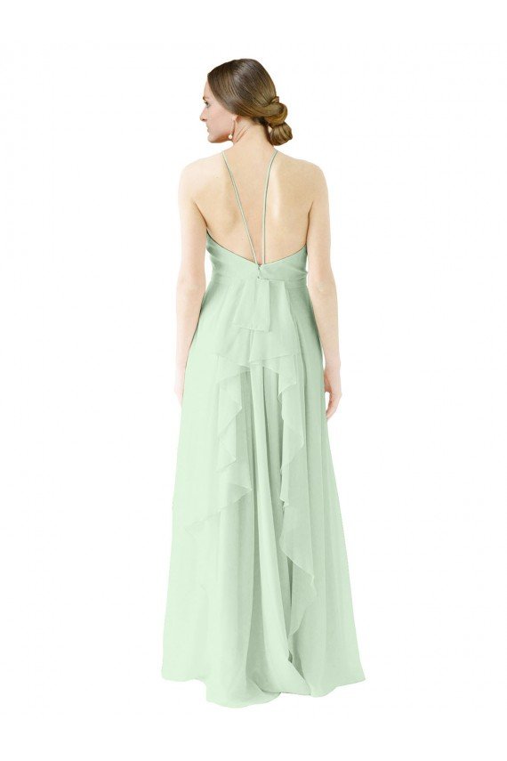 Front halter Neckline and Deep Back Long Chiffon Bridesmaid Dress Essex