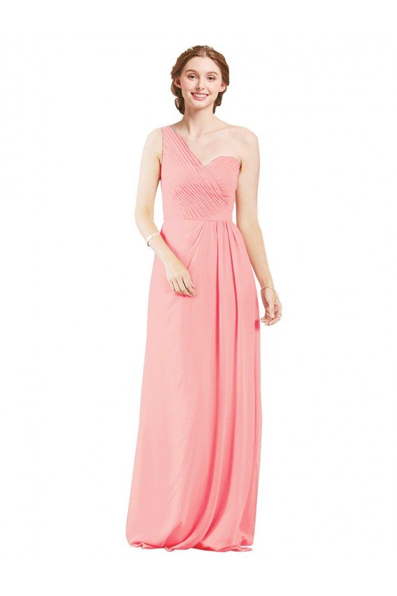 One Shoulder Sweetheart Neckline Long Chiffon Bridesmaid Dress Essex