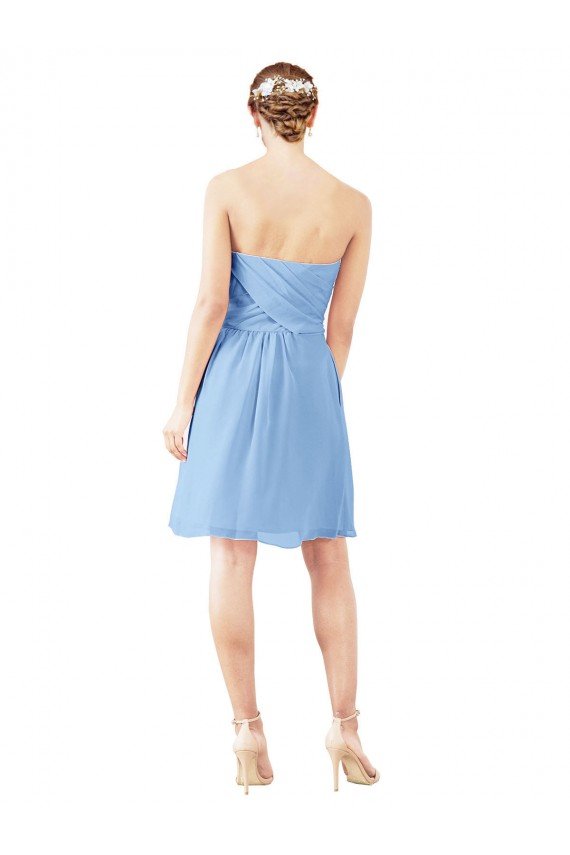 Short Knee Length Chiffon Cocktail Bridesmaid Dress with Twisted Strapless Sweetheart Neckline Essex
