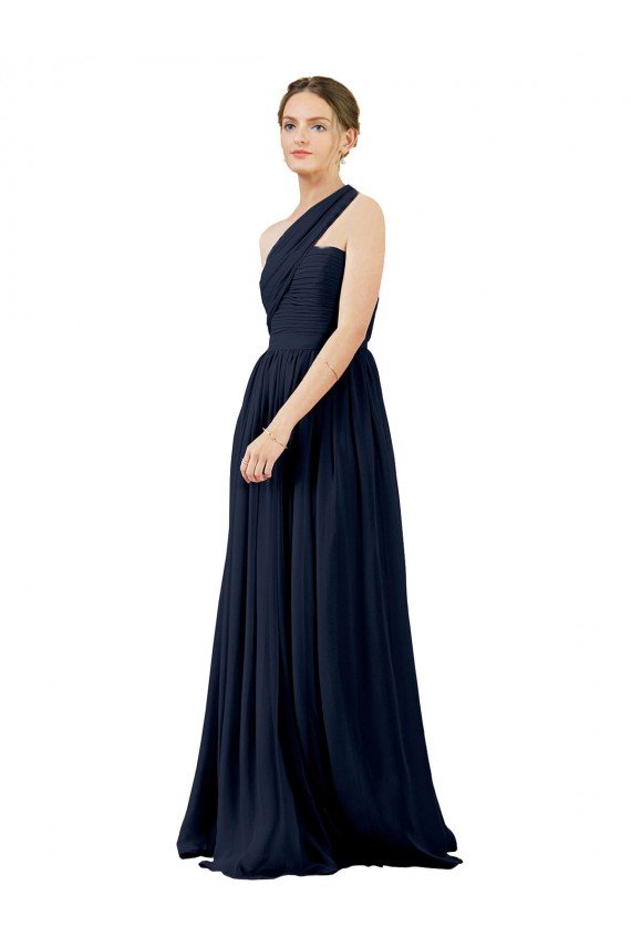 Draped One Shoulder Strapless Chiffon Bridesmaid Dress Essex