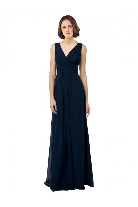 Chiffon Sleeveless Bridesmaid Dress with V Front and Back Essex