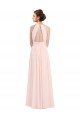 Sleeveless Chiffon High Neck Bridesmaid Dress with Diagonal Pleats Essex