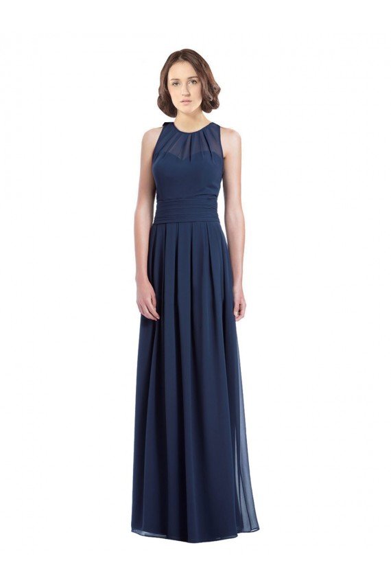 Chiffon High Neck Sleeveless Bridesmaid Dress with Pleats Essex