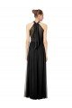 Ruched Long Chiffon Halter Bridesmaid Dress with Tie Back and Tails Essex