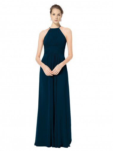 Spaghetti Strap Long Chiffon Halter A-Line Bridesmaid Dress Essex